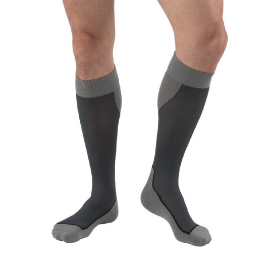 JOBST Sport Compression Socks, 15-20 mmHg, Knee, Closed Toe, Black/Grey