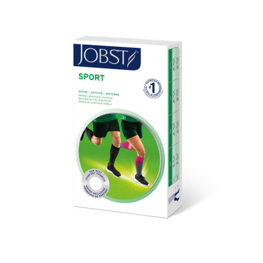 JOBST Sport Compression Socks, 15-20 mmHg, Knee, Closed Toe, Black/Gray