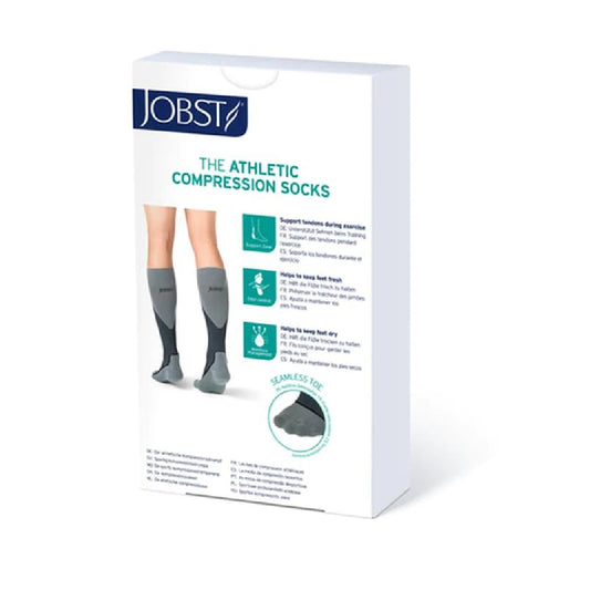 JOBST Sport 20-30 mmHg Knee High Stockings, Closed Toe, Grey/Black