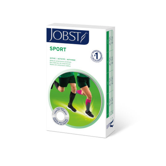 JOBST Sport Compression Socks 20-30 mmHg Knee High, Closed Toe, Cool Black/Black