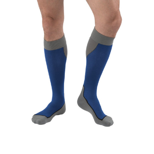 JOBST Sport 20-30 mmHg Knee High Stockings, Closed Toe, Royal Blue/Grey