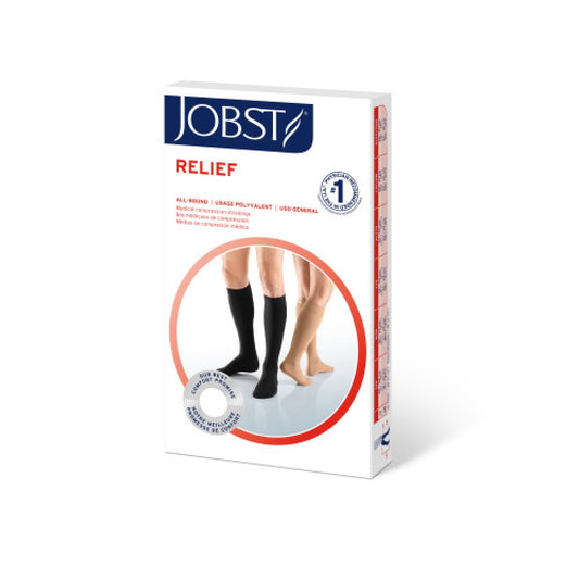 JOBST Relief Compression Stockings 15-20 mmHg Knee High, Closed Toe, Black