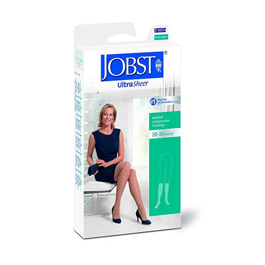 JOBST UltraSheer 20-30 mmHg Thigh High Dot Band Stockings, Open Toe, Honey