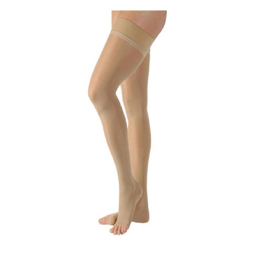 JOBST UltraSheer 20-30 mmHg Thigh High Lace Band Stockings, Open Toe, Natural