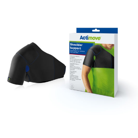Actimove Sports Edition Shoulder Support Extra Pocket for Optional Hot/Cold Pack, Black