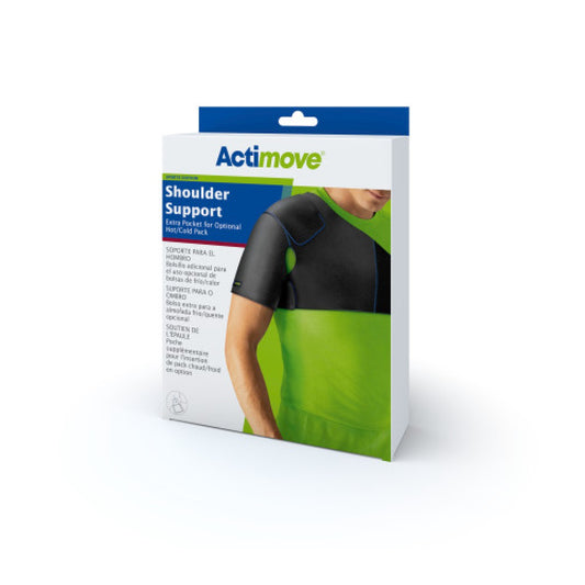 Actimove Sports Edition Shoulder Support Extra Pocket for Optional Hot/Cold Pack, Black