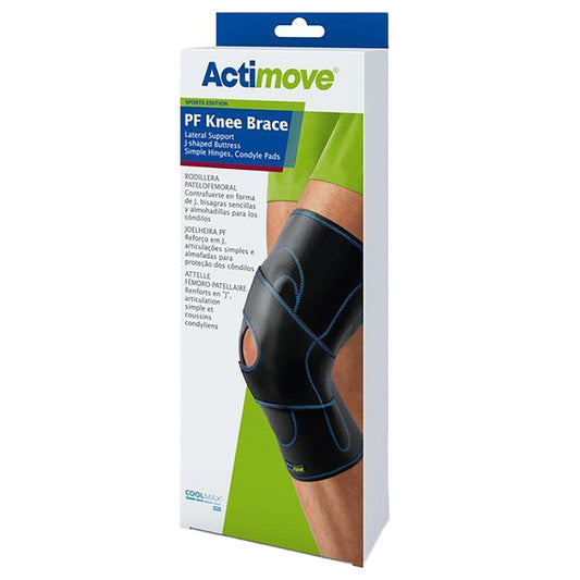 Actimove® Sports Edition, PF Knee Brace Lateral Support, Simple Hinges, Condyle Pads, J-Shaped Buttress, Black, Right/Left