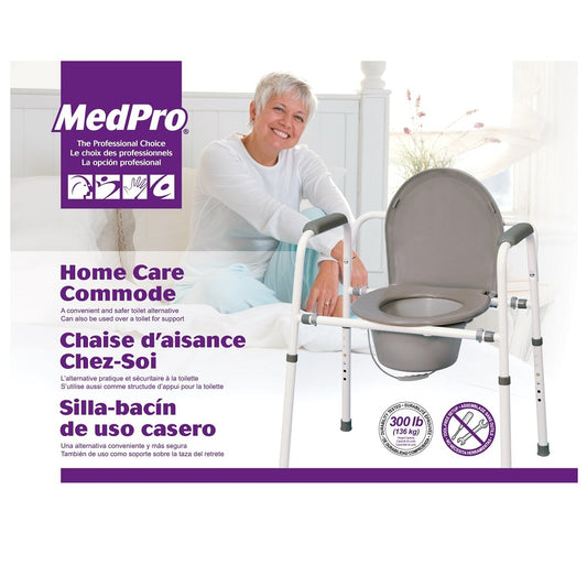 MedPro Homecare Commode, 3-in-1 Design, Adjustable frame