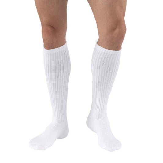 JOBST SensiFoot Diabetic Compression Socks, Knee High, Closed Toe, 8-15 mmHg, White