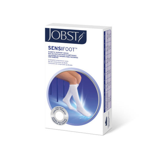 JOBST SensiFoot Diabetic Compression Socks, Knee High, Closed Toe, 8-15 mmHg, White