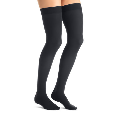 JOBST Opaque Compression Stockings, Thigh High, with Silicone Dot Band, Closed Toe, Anthracite