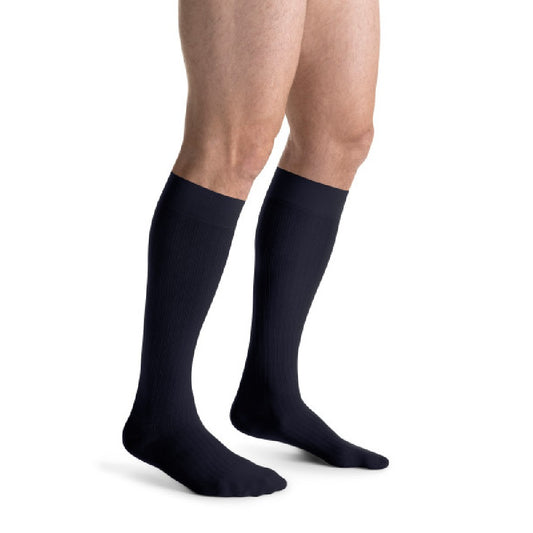 JOBST forMen Ambition Compression Socks, Knee High, SoftFit Band, Closed Toe, Navy, Regular