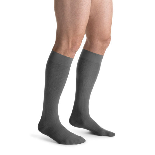 JOBST forMen Ambition Compression Socks, Knee High, SoftFit Band, Closed Toe, Grey, Regular