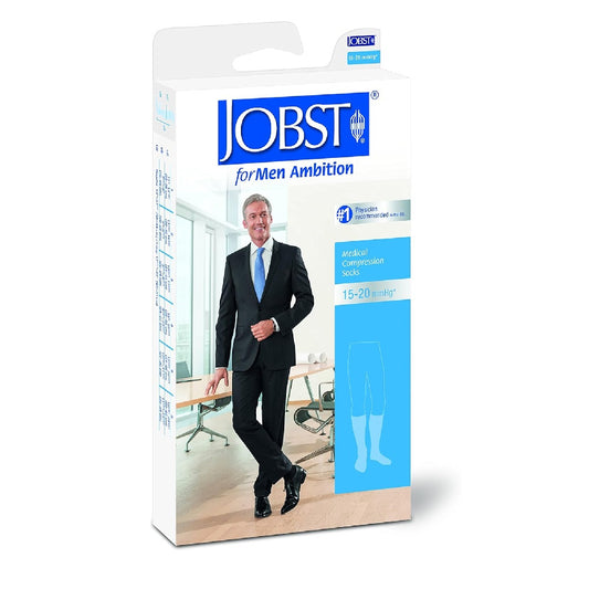 JOBST forMen Ambition, 15-20 mmHg, Knee High Stockings, Closed Toe, Brown, Regular