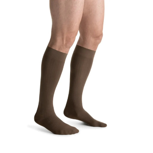 JOBST forMen Ambition, 15-20 mmHg, Knee High Stockings, Closed Toe, Brown, Regular