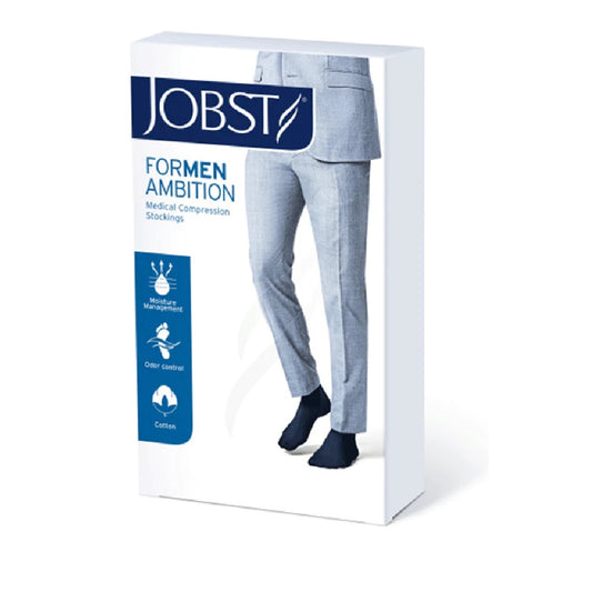 JOBST forMen Ambition, 15-20 mmHg, Knee High Stockings, Closed Toe, Navy, Regular