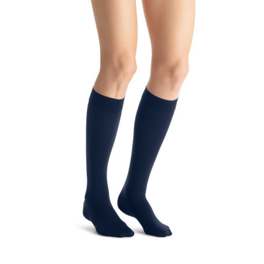 JOBST Opaque Compression Stockings, Knee High, with SoftFit Band, Closed Toe, Midnight Navy