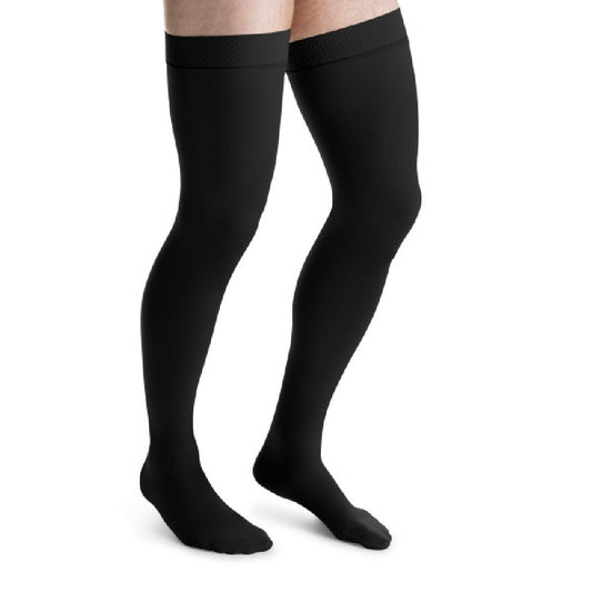 JOBST forMen Compression Socks 15-20 mmHg Thigh High, Closed Toe, Black