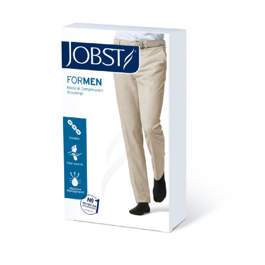 JOBST forMen Compression Socks 15-20 mmHg Thigh High, Closed Toe, Black