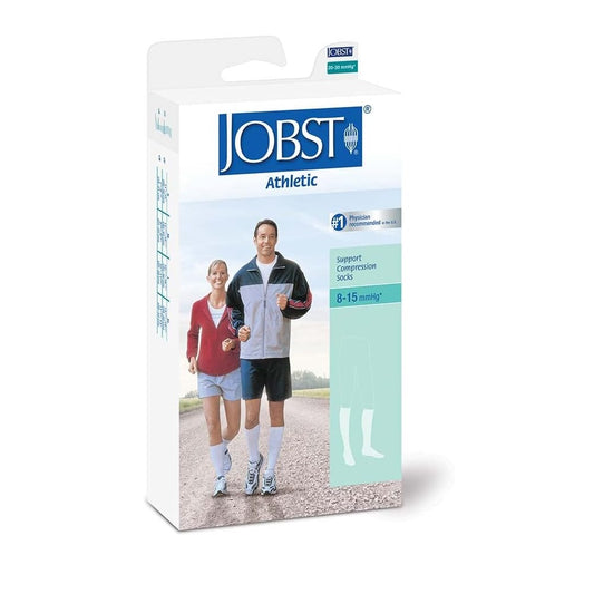 JOBST Athletic Knee High Support Wear, Closed Toe, 8-15 mmHg, White