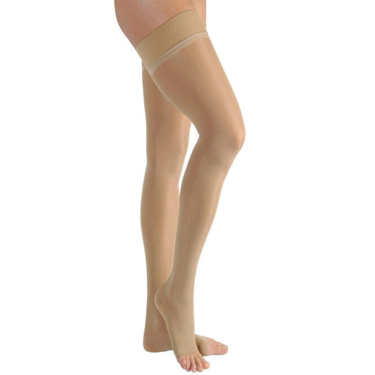 JOBST Relief 20-30 mmHg Thigh High No Band Stockings, Open Toe, Beige