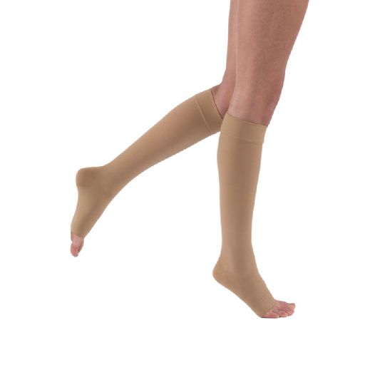 JOBST Relief Compression Stockings 30-40 mmHg Knee High, Open Toe, Beige