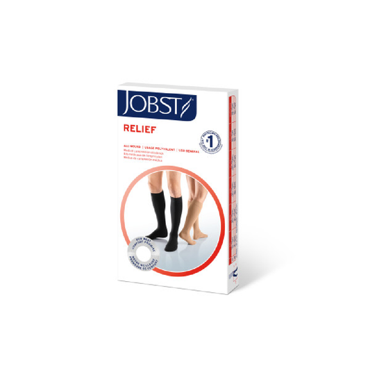 JOBST Relief Compression Stockings 30-40 mmHg Knee High, Open Toe, Beige