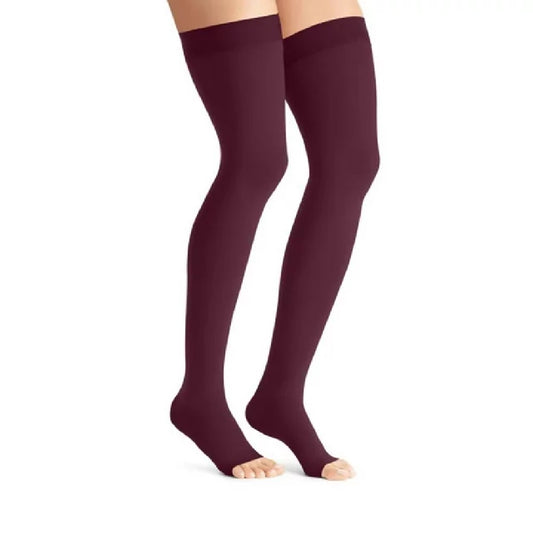 JOBST Opaque Maternity 20-30 mmHg Thigh High, Open Toe, Cranberry