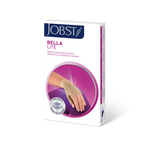 JOBST Bella Lite Compression Gloves 20-30 mmHg, Gauntlet Black, Regular Length