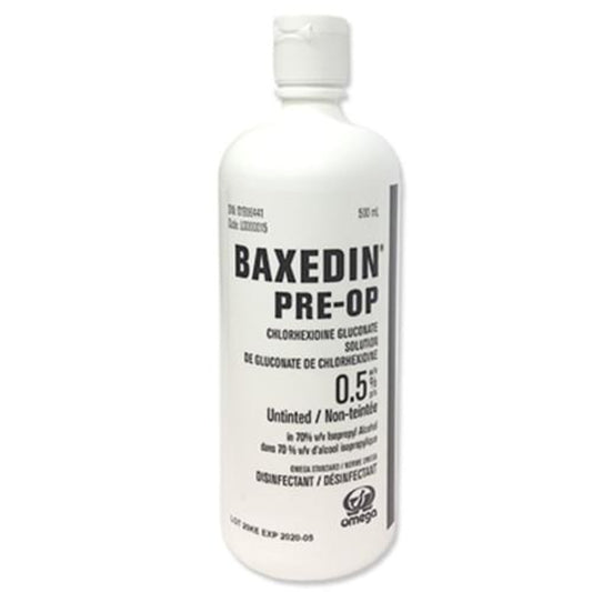 BAXEDIN PRE-OP 70% Alcohol 0.5% CHG Untinted - 500ml