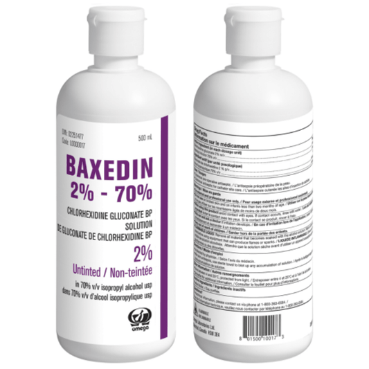BAXEDIN 2% CHG With 70% Isopropyl Alcohol, Untinted - 500mL