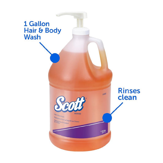 Scott Hair &amp; Body Wash, Protein-Enriched Golden Gel, 1 Gallon, 91325