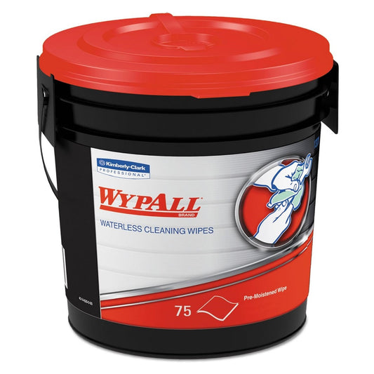 WypAll® Waterless Cleaning Wipes in a Bucket, Orange Citrus, 6 Buckets, 75 Wipes, 91371