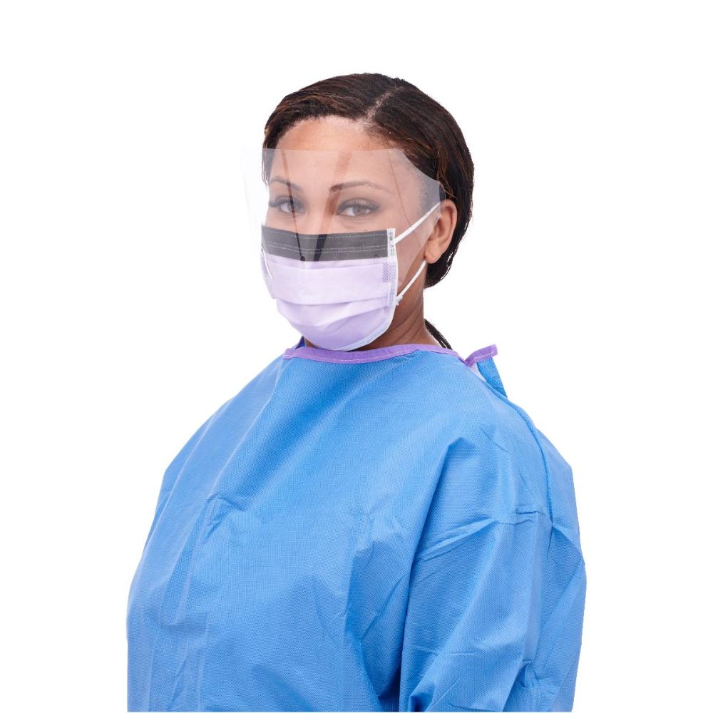 ASTM Level 3 Procedure Face Mask with Eye Shield, Purple - Box of 25 ...