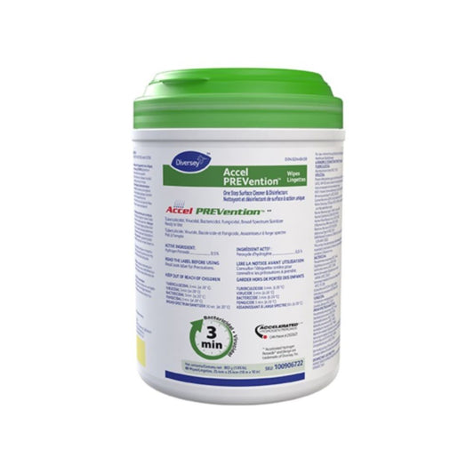 Accel® PREVention Disinfectant Wipes 10" x 10" - 60 Wipes per canister