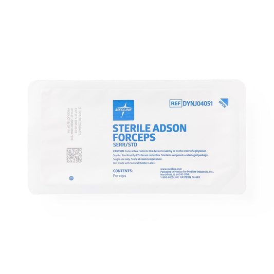 Medline Sterile Floor-Grade Adson Tissue Forceps 4.5", Serrated - Case of 50