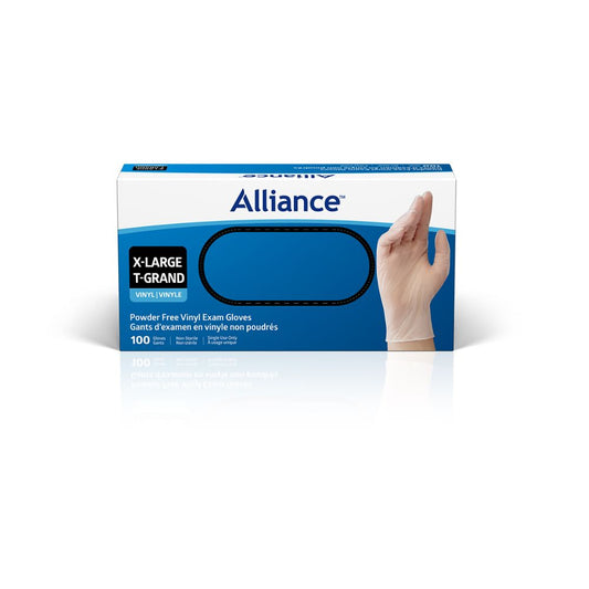 Alliance™ Powder-Free Vinyl Exam Gloves – Clear, Extra Large - Box of 100