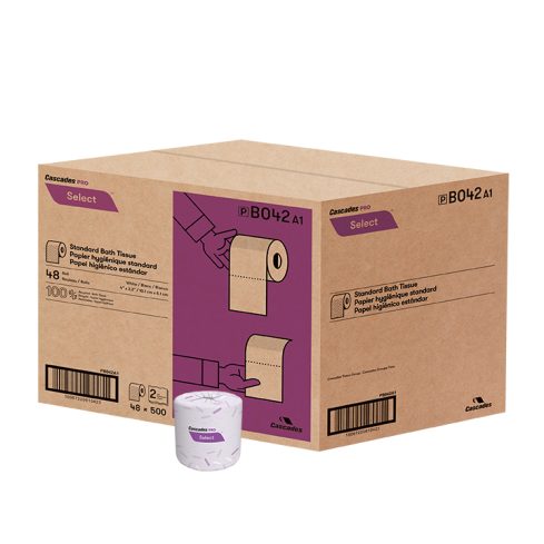 Cascades Paper Toilet Tissue, White, 48 Rolls per Case