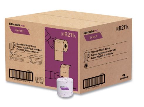 Cascades PRO Select® Standard Bath Tissue -  2-Ply 80x500 Sheets - White (B211)