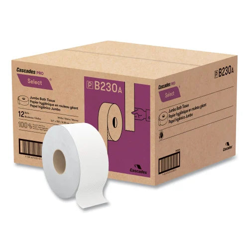 Cascades Pro Select® Jumbo Bath Tissue - 2 Ply, 12 rolls/pack - White (B230)