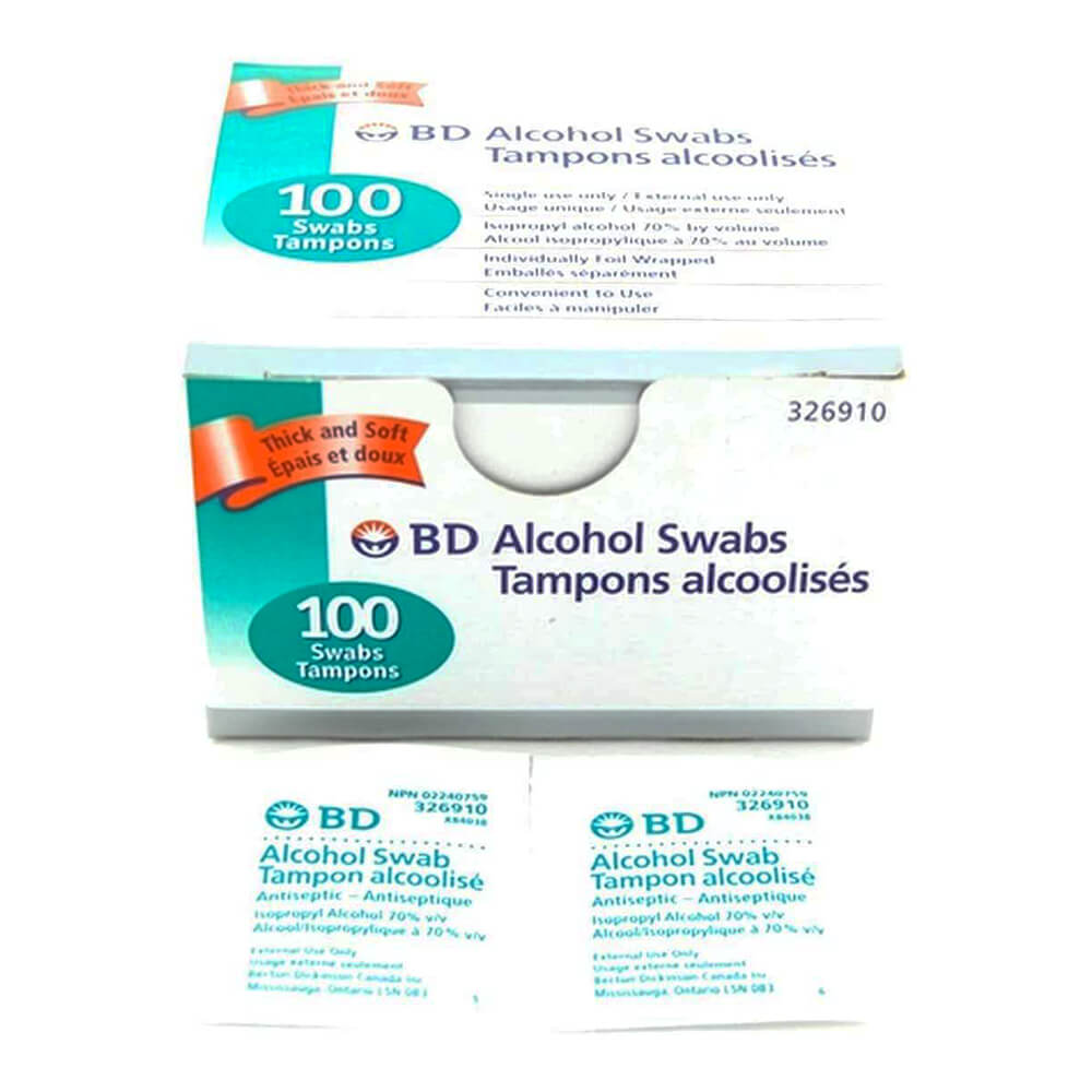 One box with two BD Alcohol Swabs