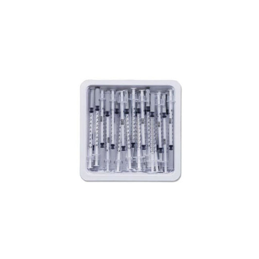 BD Allergist Tray, with L3/8" OD 27GA PrecisionGlide™ Permanently Attached Needle, 1/2mL - Case of 40, 305536
