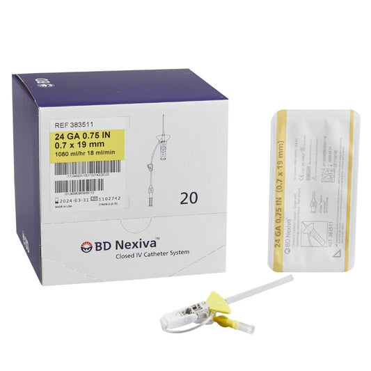 BD Nexiva™ Closed IV Catheter System,  24 G x 0.75 in. - Single Port
