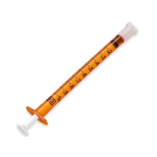 BD Oral Syringe, Tip Cap, 1mL, Amber, 305207