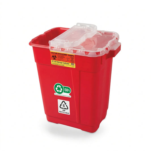 BD Sharps Collector, 19GL, XL, Clear Top, Red Base - Case of 5, 305666