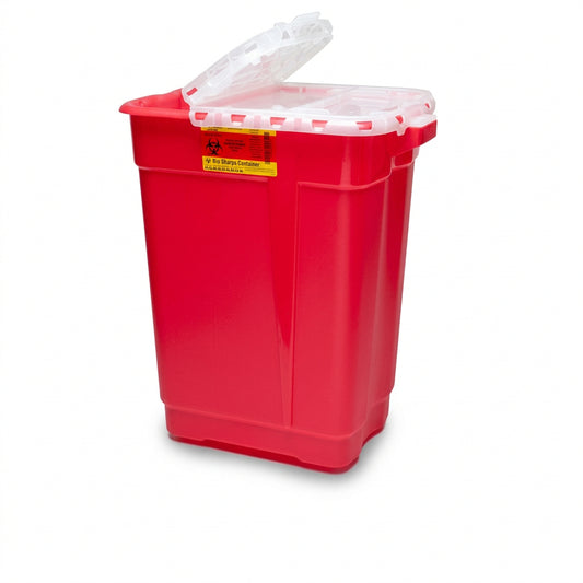 BD Sharps Container, 17 gal Hinge Top, Red - Case of 5, 305610