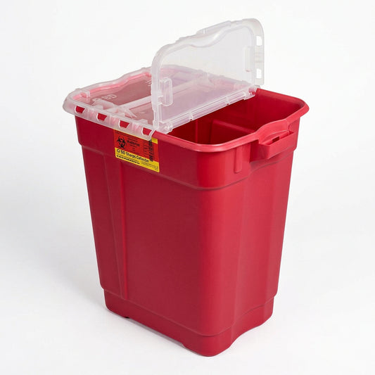 BD Sharps Container, 17 gal Hinge Top, Red - Case of 5, 305610