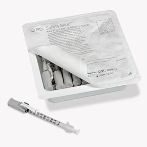 BD Syringe Allergy SafetyGlide 1 mL with Needle 27G x 3/8" ID, 303330