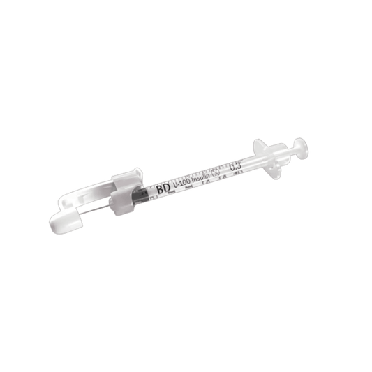 BD 0.3ml SafetyGlide Insulin Syringe with Needle 31G x 1/2", 305937 - Box of 100