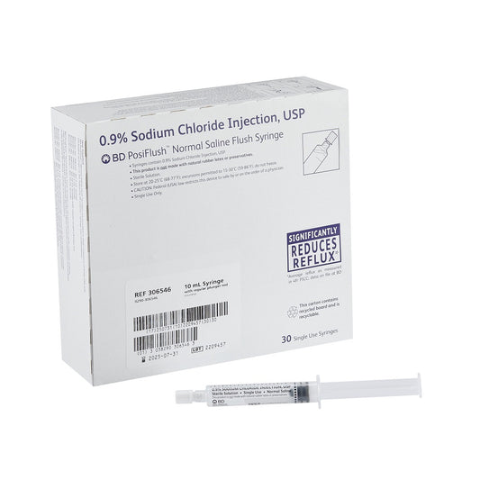 BD 10ml PosiFlush Pre-Filled Saline Syringes, 306592- Box of 30